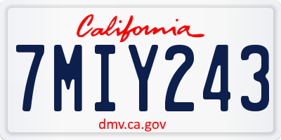 CA license plate 7MIY243