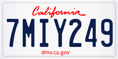 CA license plate 7MIY249