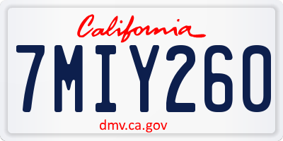 CA license plate 7MIY260