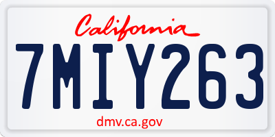 CA license plate 7MIY263