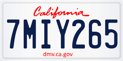 CA license plate 7MIY265