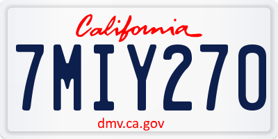 CA license plate 7MIY270