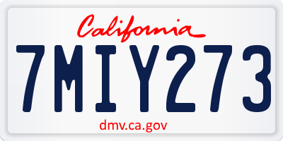 CA license plate 7MIY273