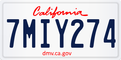 CA license plate 7MIY274