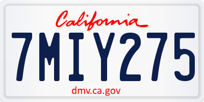 CA license plate 7MIY275