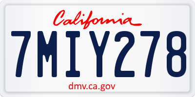 CA license plate 7MIY278