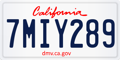 CA license plate 7MIY289