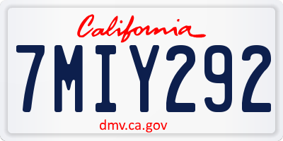 CA license plate 7MIY292