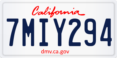 CA license plate 7MIY294