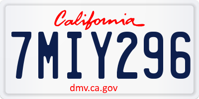 CA license plate 7MIY296
