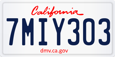 CA license plate 7MIY303