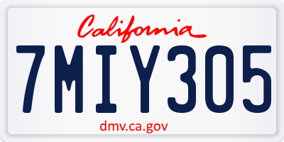 CA license plate 7MIY305