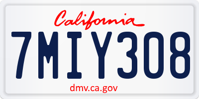 CA license plate 7MIY308