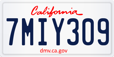 CA license plate 7MIY309