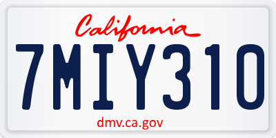 CA license plate 7MIY310