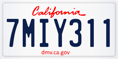 CA license plate 7MIY311