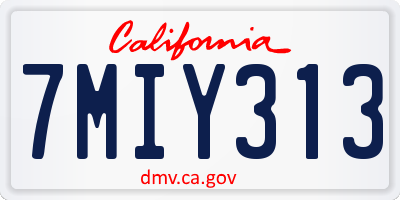CA license plate 7MIY313