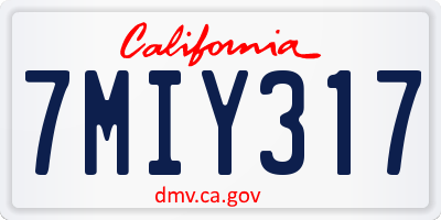 CA license plate 7MIY317