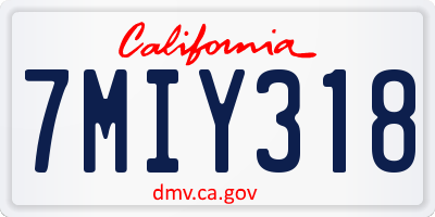 CA license plate 7MIY318