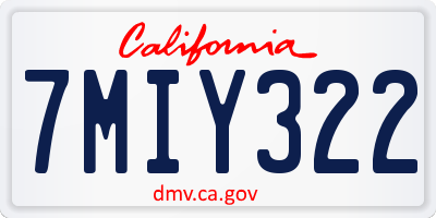 CA license plate 7MIY322