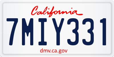 CA license plate 7MIY331