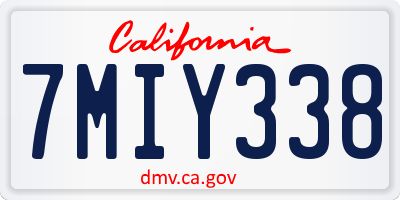 CA license plate 7MIY338