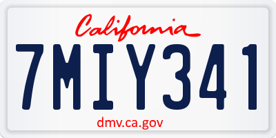 CA license plate 7MIY341