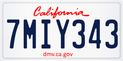 CA license plate 7MIY343
