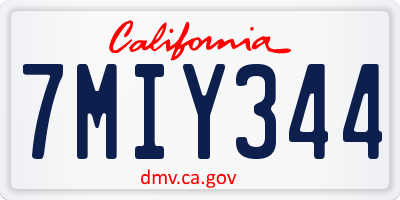 CA license plate 7MIY344
