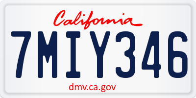 CA license plate 7MIY346