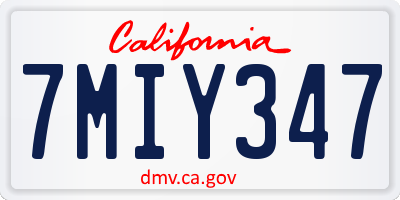 CA license plate 7MIY347