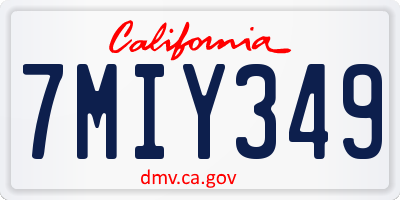CA license plate 7MIY349