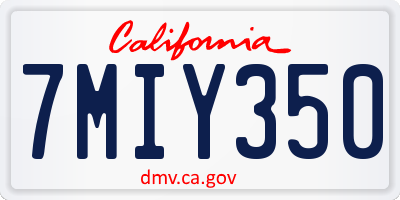 CA license plate 7MIY350
