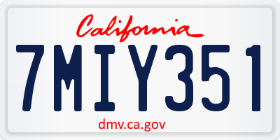 CA license plate 7MIY351
