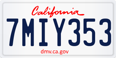 CA license plate 7MIY353