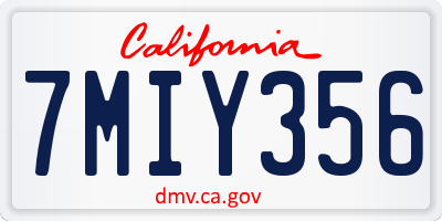 CA license plate 7MIY356