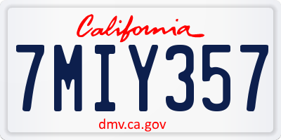 CA license plate 7MIY357