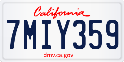CA license plate 7MIY359