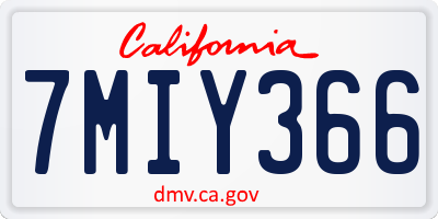 CA license plate 7MIY366