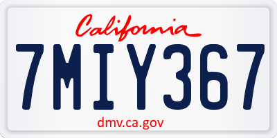CA license plate 7MIY367