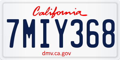 CA license plate 7MIY368