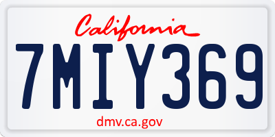 CA license plate 7MIY369