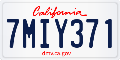 CA license plate 7MIY371