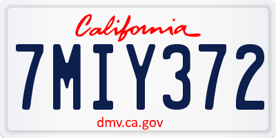 CA license plate 7MIY372