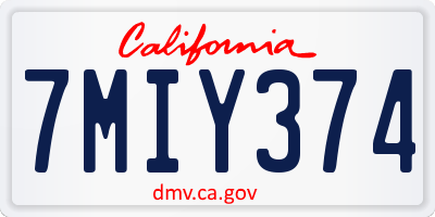 CA license plate 7MIY374