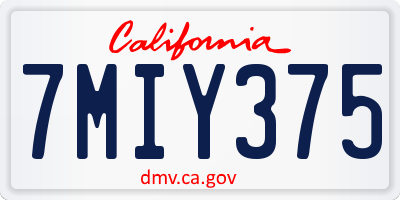 CA license plate 7MIY375