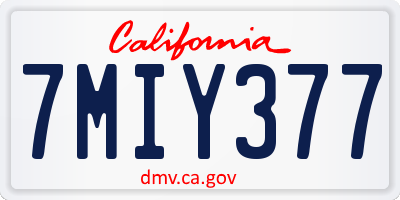 CA license plate 7MIY377