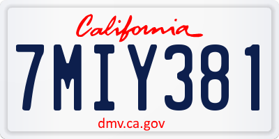 CA license plate 7MIY381