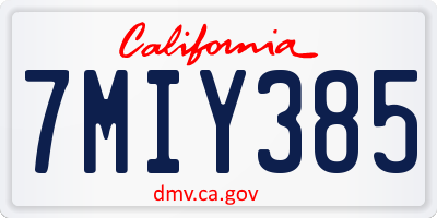 CA license plate 7MIY385