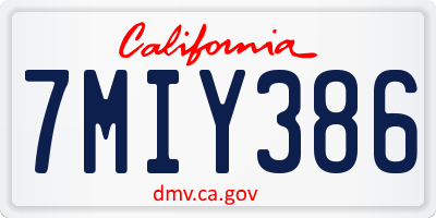 CA license plate 7MIY386